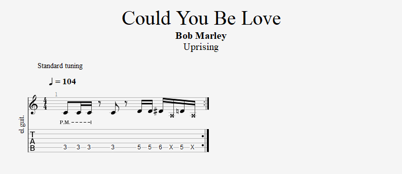 Bob Marley Could You Be Loved Guitar Riff